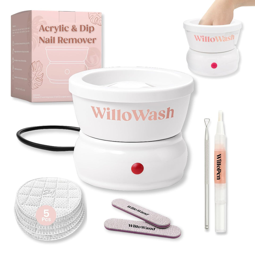 Willowash - Cuenco eléctrico para remojar uñas, kit removedor de uñ...
