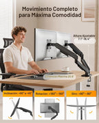 monTEK Brazos de monitor de montaje de monitor dual para pantalla de 17-32"