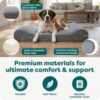 FurHaven Cama ortopédica para perros grandes, colchón de contorno de tumbona de lujo con losa de espuma ortopédica sólida para soporte de articulaciones, funda extraíble lavable, gigante XXXL, gamuza de felpa, gris