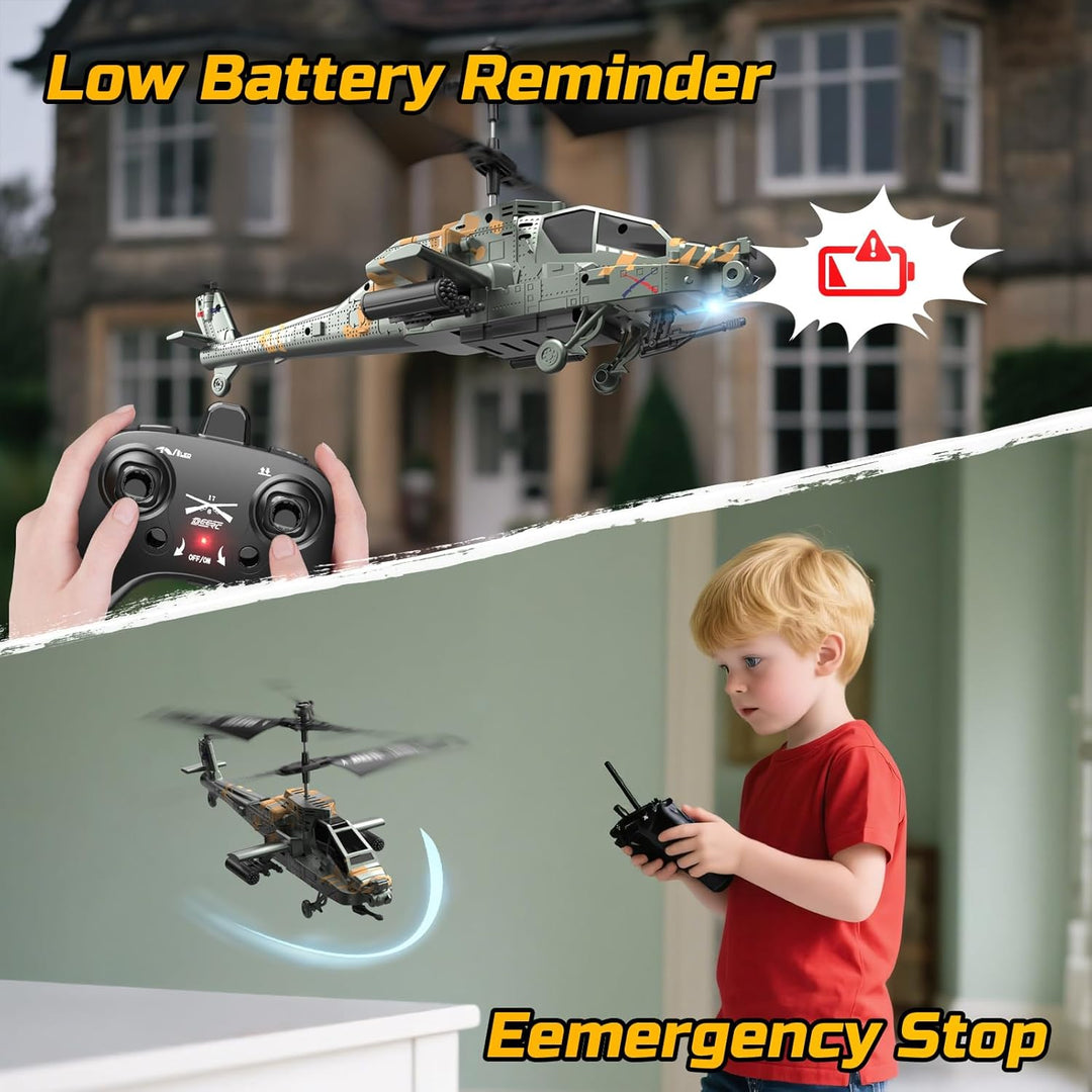 DEERC Helicóptero RC Apache para niños de 8-12 años, helicóptero de...