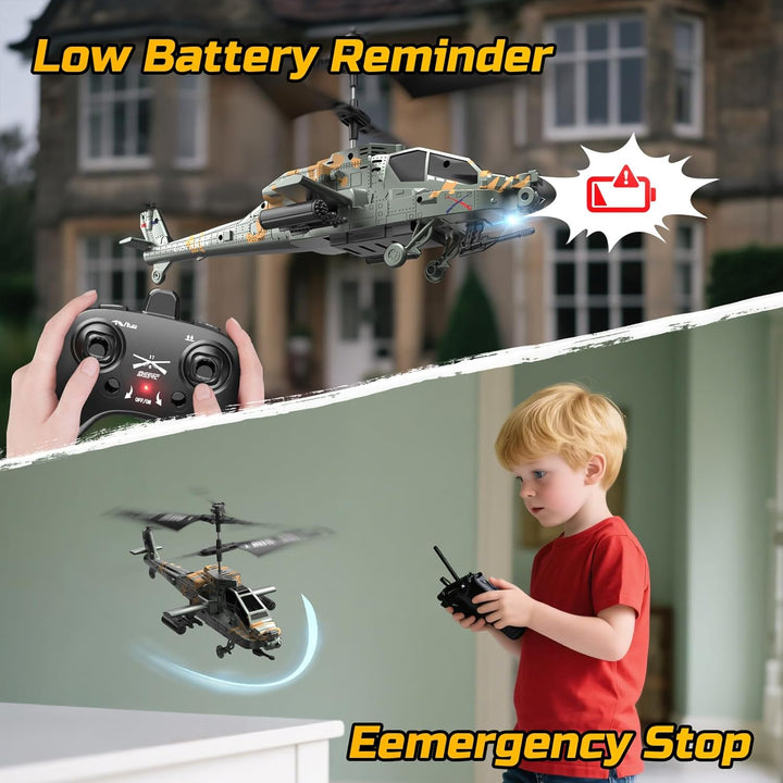 DEERC Helicóptero RC Apache para niños de 8-12 años, helicóptero de...