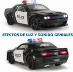 Coches de policía para niños de 3 a 5 años, 1/24 coches fundidos a presión Hellcat coche de juguete colección modelo con tracción hacia atrás, coche de policía Hellcat de juguete con luces y