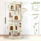 Globlazer Árbol de Gato de Rincón de 66 Pulgadas, Torre de Escalada de Varios Niveles para Gatos de Interior, Condominios para Gatitos, Torre de Rascado para Gatos con Plataforma Grande, 3 Cuevas para