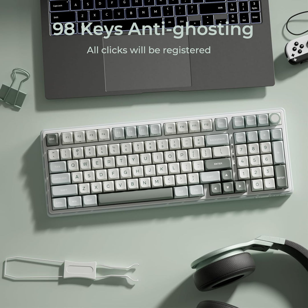 RK ROYAL KLUDGE R98 Pro - Teclado mecánico con cable, teclado RGB p...