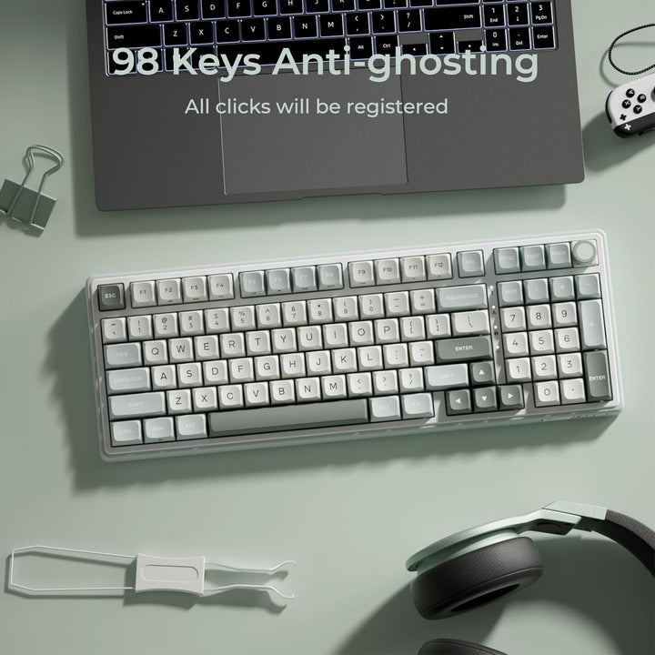 RK ROYAL KLUDGE R98 Pro - Teclado mecánico con cable, teclado RGB p...