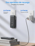 Cargador portátil Power Bank 10000mAh PD20W con cables incorporados, Negro