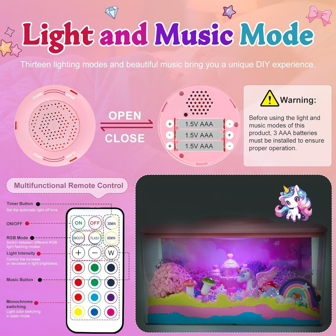 Kit de terrario de unicornio iluminado para niños - Luz