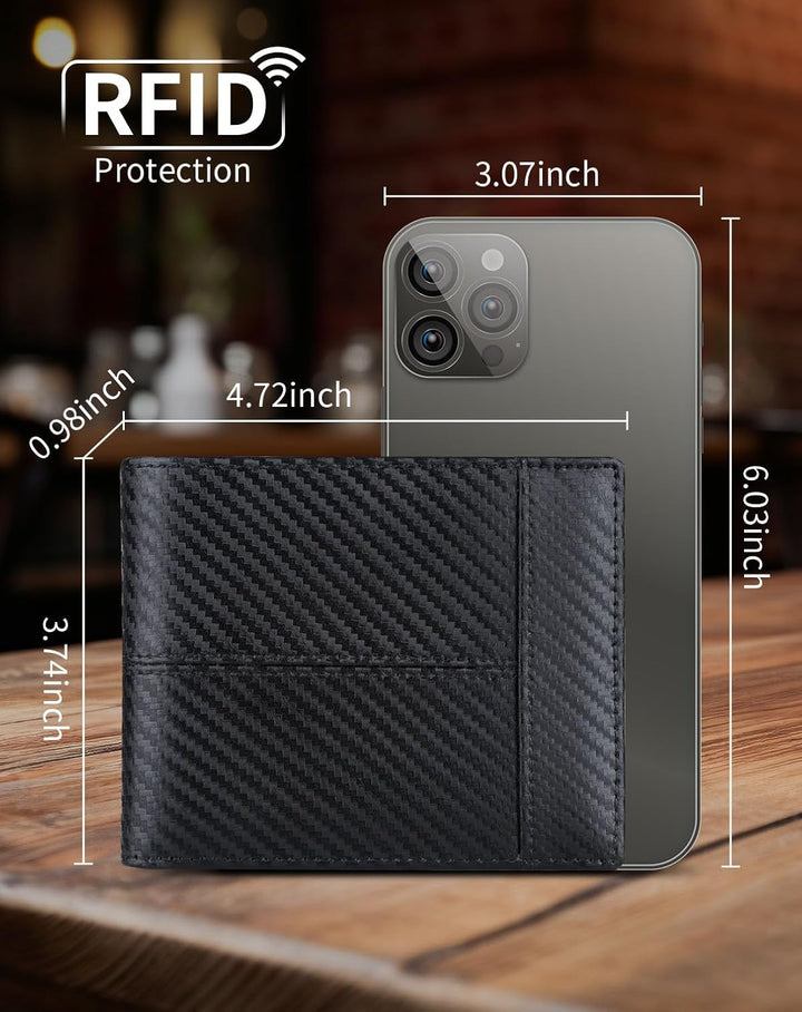 Swallowmall Cartera de cuero para hombre, billetera plegable de cue...
