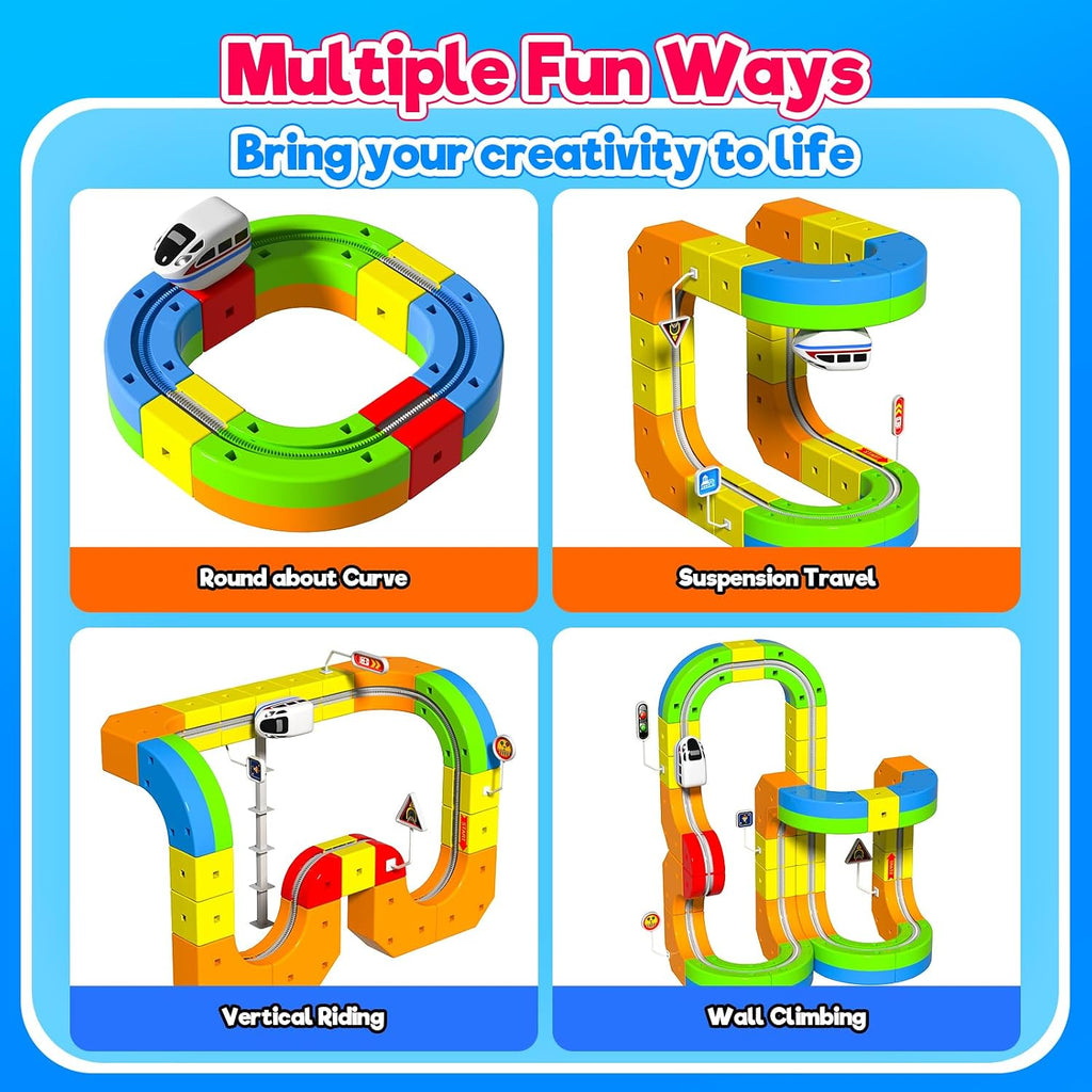Juego de tren eléctrico Goody King de 69 piezas para niños de 3, 4, 5, 6, 7, 8 años
