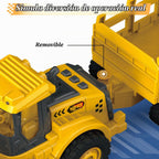 Juguete de excavadora con contenedor de carga, vehículo de construcción a escala 1:18 para niños, empujar y salir impulsado por inercia, luces y sonidos, brazo de excavadora de trabajo, juguete de