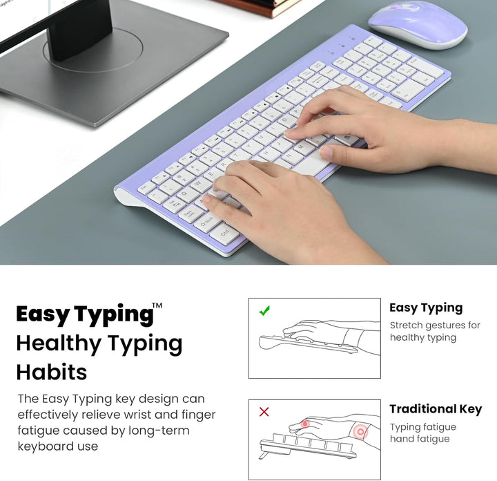 Cimetech - Juego de teclado y mouse inalámbricos compactos de tamañ...