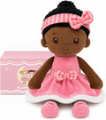 SQEQE Muñeca de bebé negra suave, muñecas de trapo de felpa de 11 pulgadas para regalo de cumpleaños de niña de 1 año, muñecas multiculturales para bebés afroamericanos, juguetes para bebés, niños