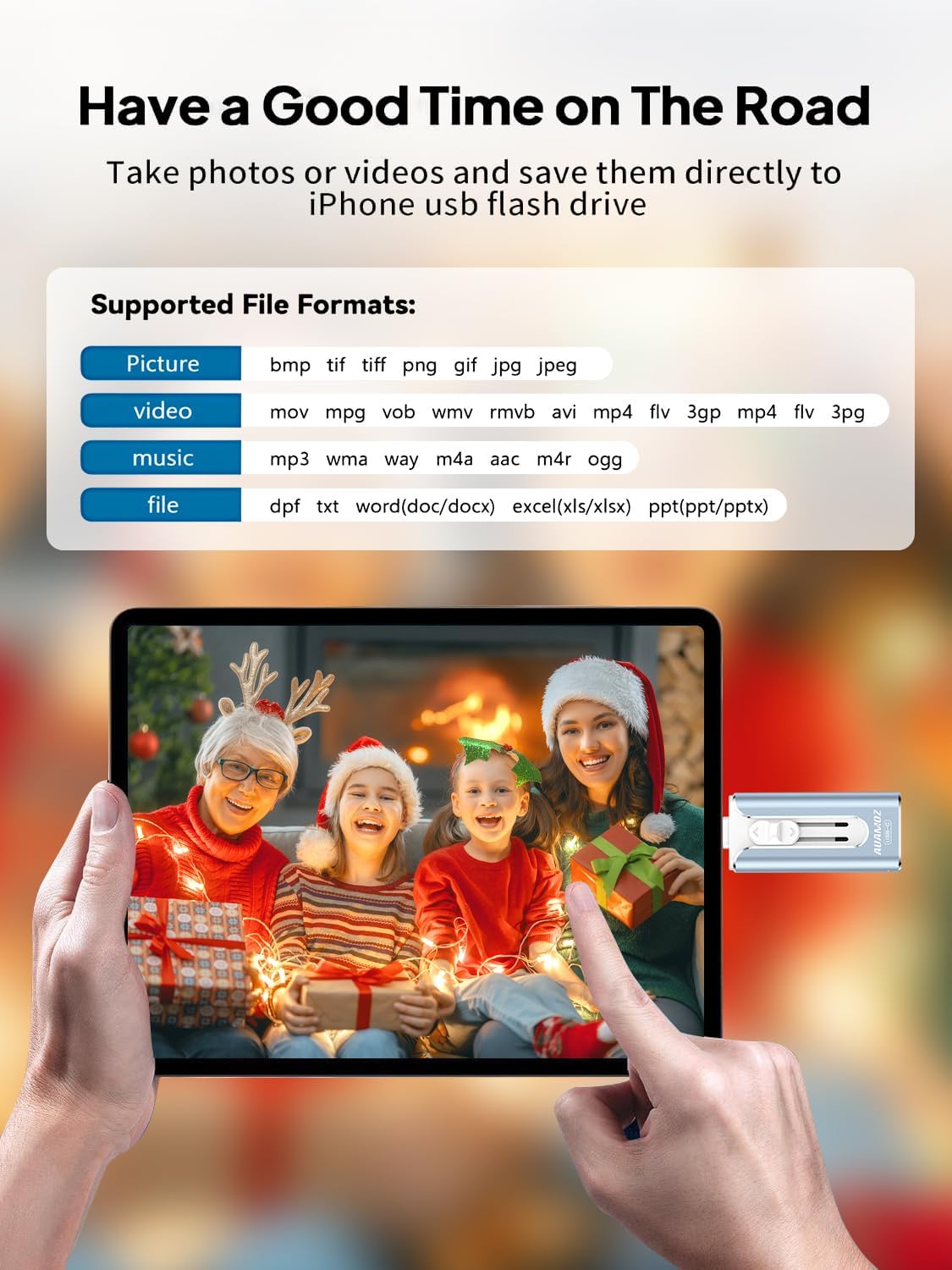 AUAMOZ Mini unidad flash de doble interfaz de 256 GB, memoria portá...