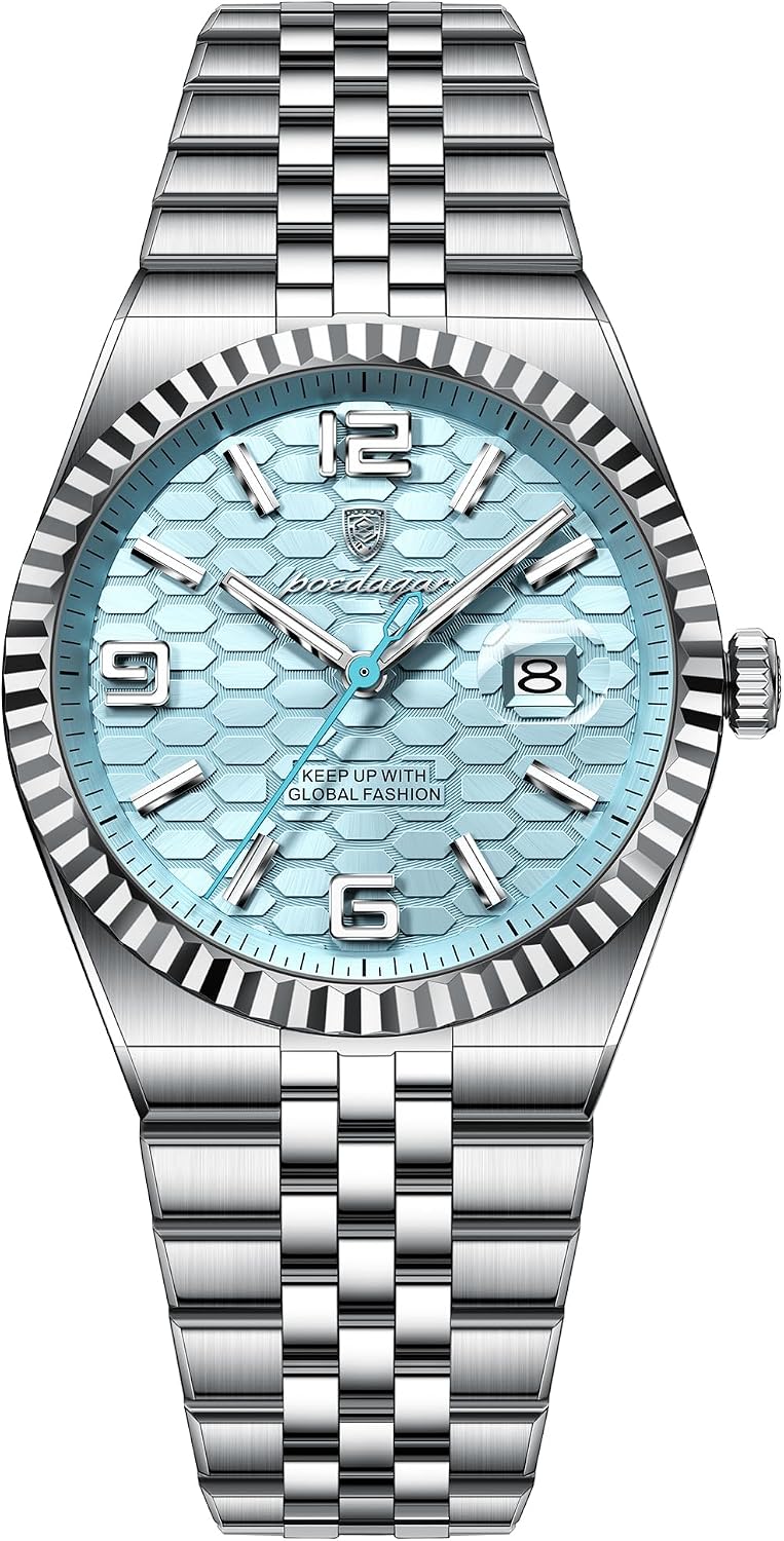 Poedagar Reloj de moda para hombre, impermeable, luminoso, fecha, de lujo, acero inoxidable, clásico, de cuarzo, relojes para hombres de negocios