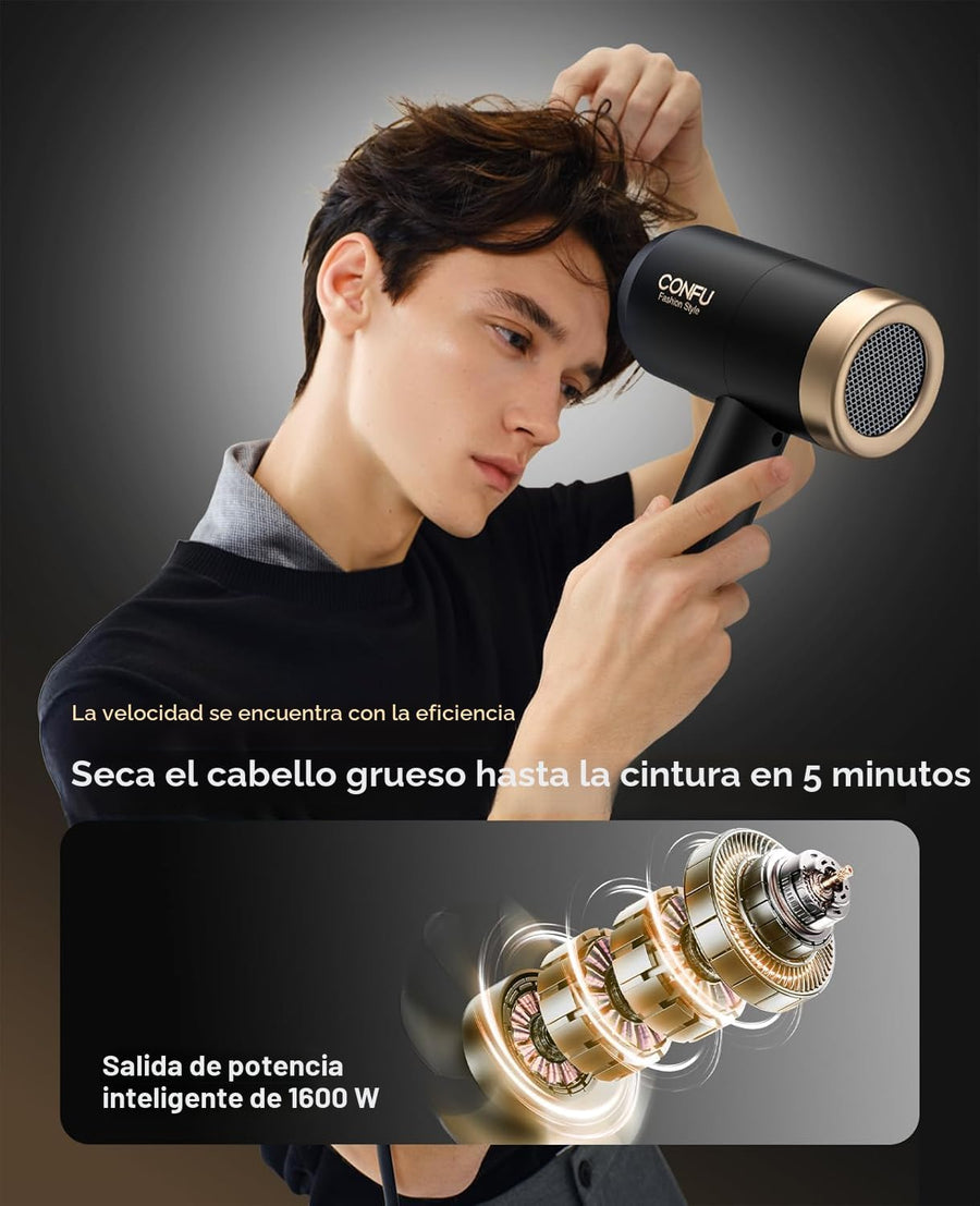 Secador de pelo, secador de pelo CONFU con difusor, secador de pelo...