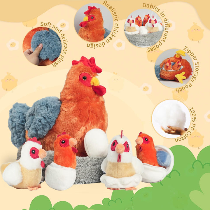 XYHQYB Juego de peluche de pollo 9 en 1, juguete de peluche de poll...