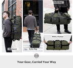 45/80/100/120L Bolsa de lona con ruedas, bolsa de viaje extra grande duradera + bolsa de aseo personal, resistente, plegable con correas para el hombro, uso como equipaje o mochila