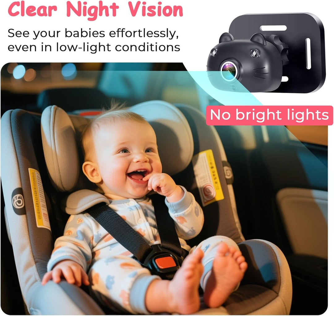 Grabación de cámara de coche para bebés para 2 niños HD