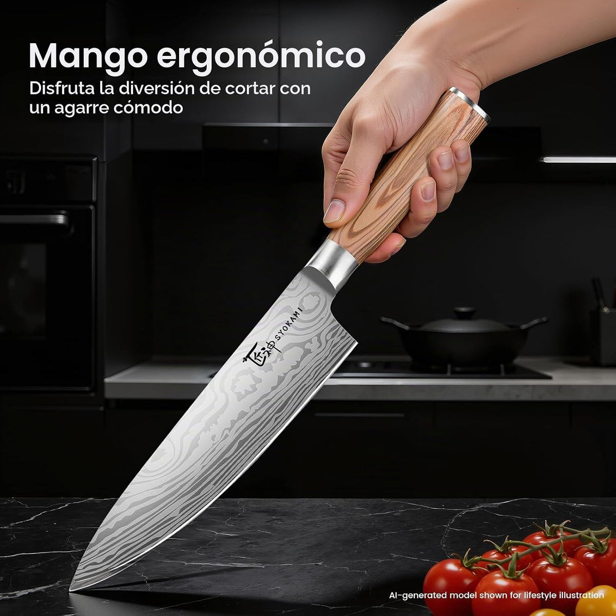 2026 - Juego de cuchillos de cocina japoneses con bloque estilo Torii