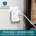 Philips - Extensor de salida con protector contra sobretensiones con
