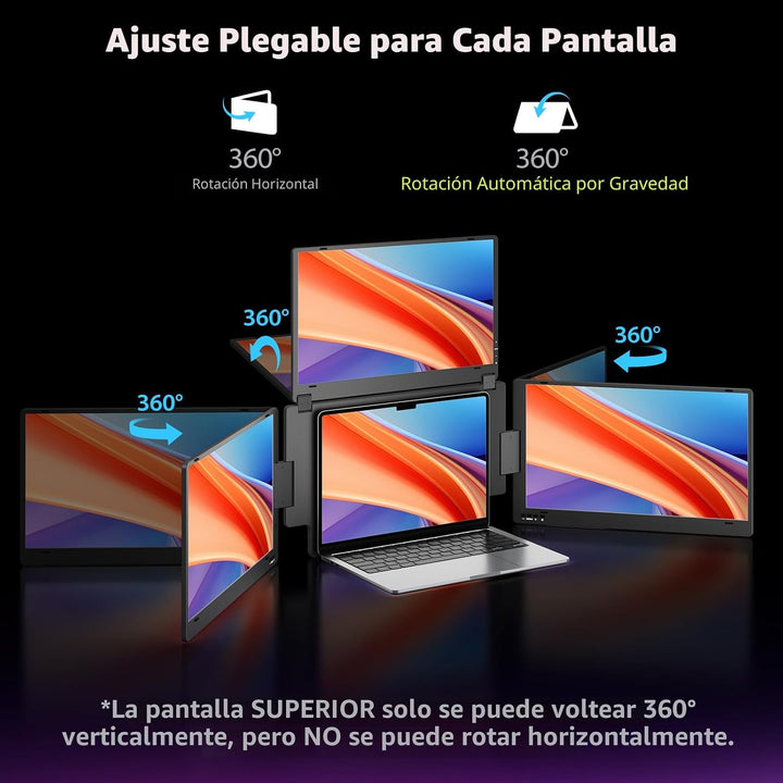 KYY - Extensor de monitor para portátil de triple pantalla de 15,6...