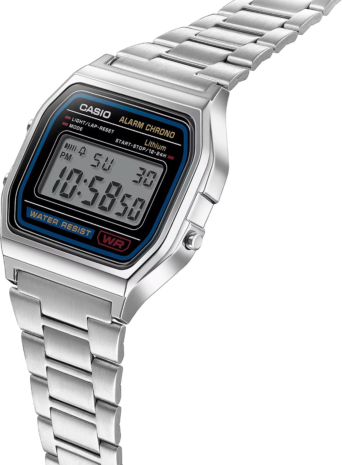 Casio A158WA Series | Reloj Digital Unisex | Vintage | WR | Cronómetro 100 SEG | Alarma Diaria | Hora Regular: Hora, Minuto, Segundo, PM, Fecha, Día | Luz LED | Batería 7 Años