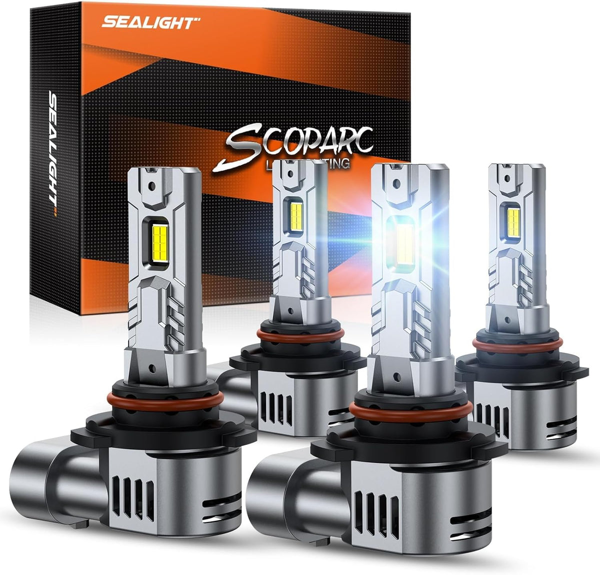 SEALIGHT Bombillas 9005 9006, 160,000 lúmenes, brillo más alto, 6500 K, blanco frío con ventiladores de refrigeración, luz 9005/HB3 9006/HB4 Powersports LED antiniebla 52 W de alta potencia 1:1 diseño