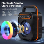 JYX Máquina de karaoke para adultos y niños, altavoz Bluetooth portátil con 2 micrófonos inalámbricos, sistema PA agudos y graves con luces LED, compatible con USB/AUX/TF/FM/REC para fiestas en casa al aire libre
