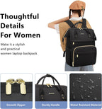 Focdod Mochila para laptop para mujer, bolsa de trabajo, 01-Negro, 17,3 pulgadas