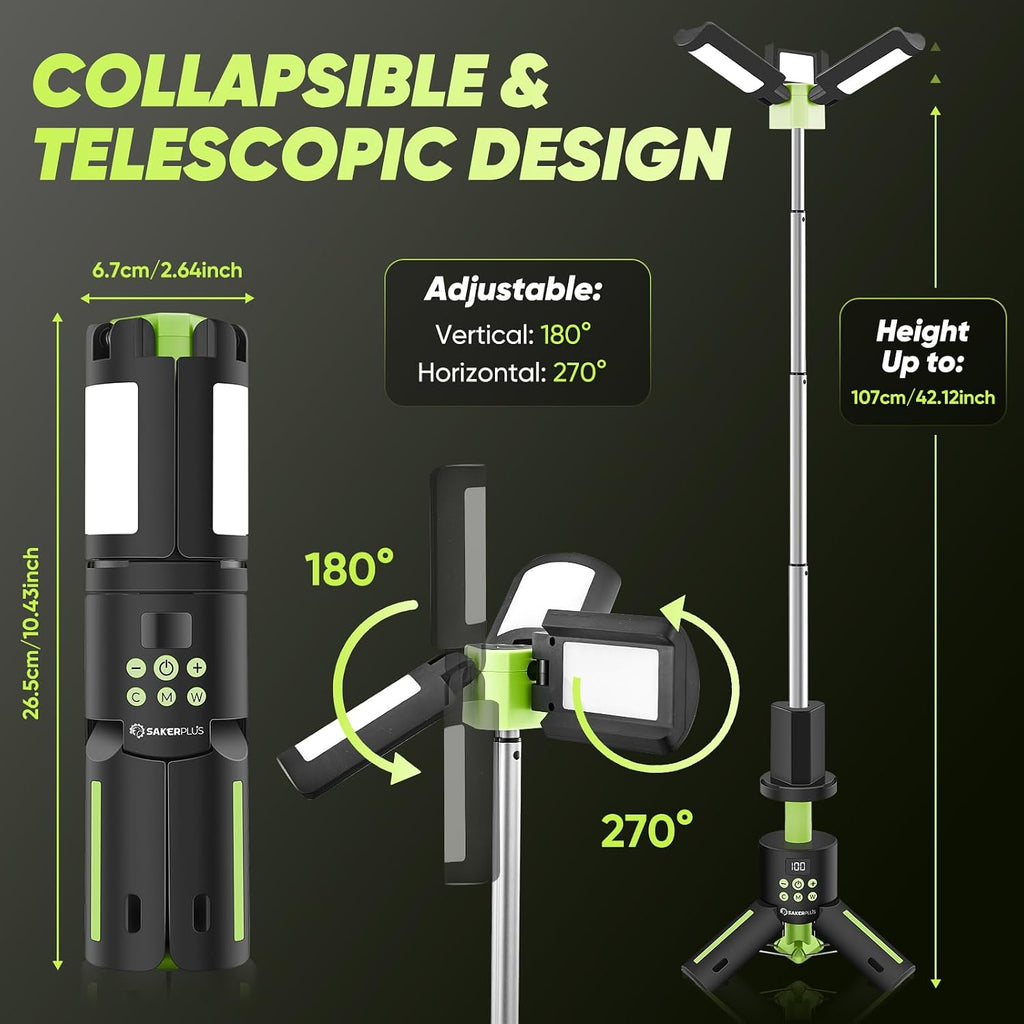 Lámpara SakerPlus Luz de camping portátil, linterna LED recargable de 5000LM
