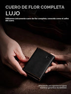 Cartera minimalista para hombre con tarjetero de crédito, cuero de grano completo más fino, billetera inteligente emergente, billetera delgada triple, bloqueo RFID, bolsillo frontal, ventana de