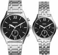Conjunto de regalo de relojes multifunción de acero inoxidable de tamaño mediano Fenmore para él y para ella