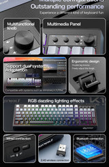 FREEWOLF K100 Teclado inalámbrico silencioso cremoso para juegos de...