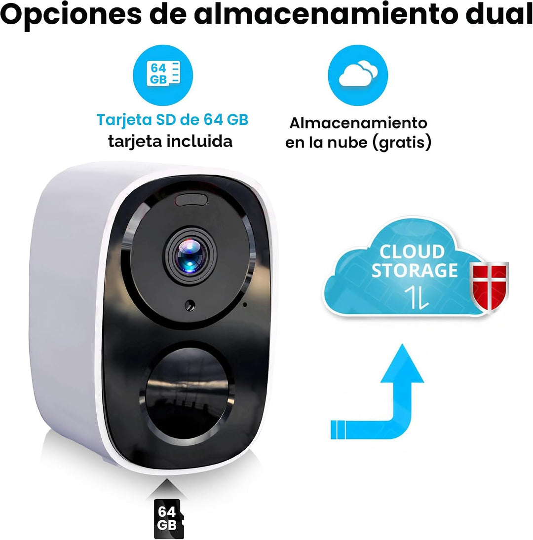 Cámara de seguridad inalámbrica 2K mejorada 2025 con tarjeta SD de...