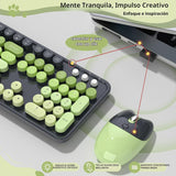 Teclado y ratón inalámbricos, MOFII con teclas redondas de 104 tecl...