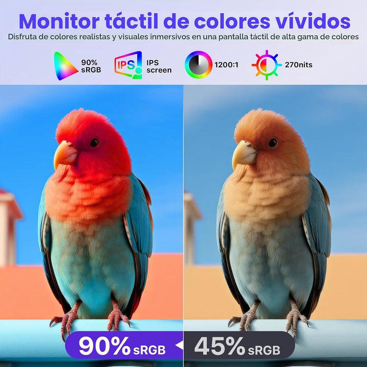 VisionOwl Monitor portátil para laptop, IPS USB-C HDMI segundo moni...