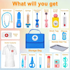 Kit de médico para niños pequeños de 3 a 5 años, kit de médico para niños con bolsa de almacenamiento médico y estetoscopio real, disfraz de médico para juegos de simulación, regalo de cumpleaños para niñas y niños (21 piezas)