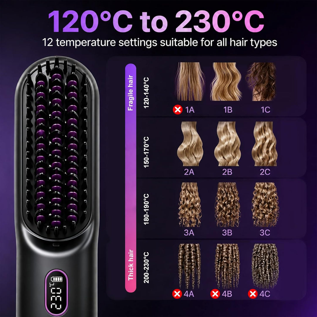 Go Brush Pro Cepillo alisador de pelo inalámbrico 9600mAh recargabl...