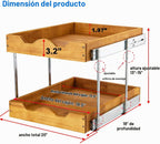 DINDON Organizador de cajones extraíble de 2 niveles (20 pulgadas de ancho x 18 pulgadas de profundidad) Cajón deslizante de madera de doble nivel para almacenamiento y organización debajo del