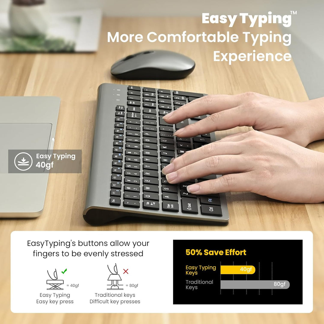 cimetech EasyTyping KF10 - Combo de teclado y mouse inalámbricos, t...
