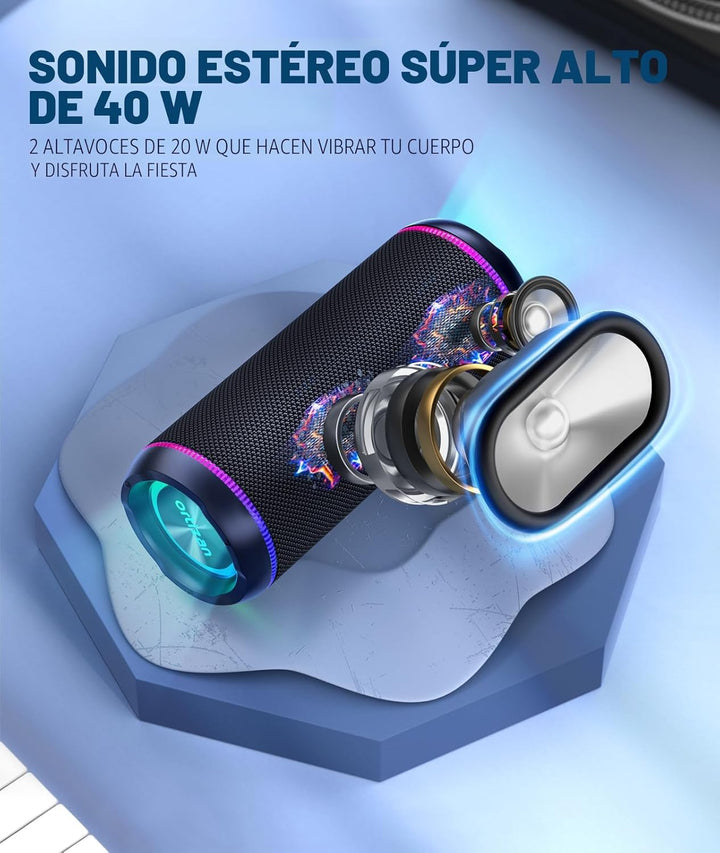 Oritzan Altavoz Bluetooth portátil, sonido fuerte de 40 W y graves...