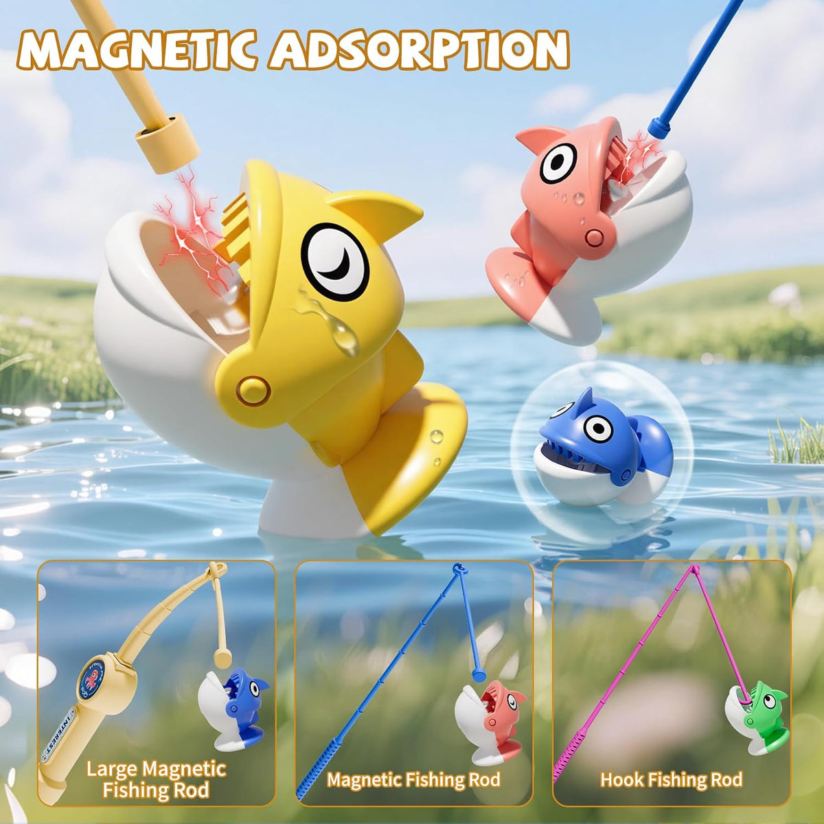 ORANGE OCEAN 66 juegos magnéticos de pesca para niños de 4 a 8 años, juegos de mesa para niños de 4 a 6 años, 8 a 12, juguetes para niños de 3, 4, 5, 6 años, ideas de regalos de cumpleaños para niños y niñas de 3-5, 6-8