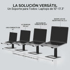 SOUNDANCE Soporte Ajustable para Laptop, Elevador de Aluminio, 10-17.3", Negro