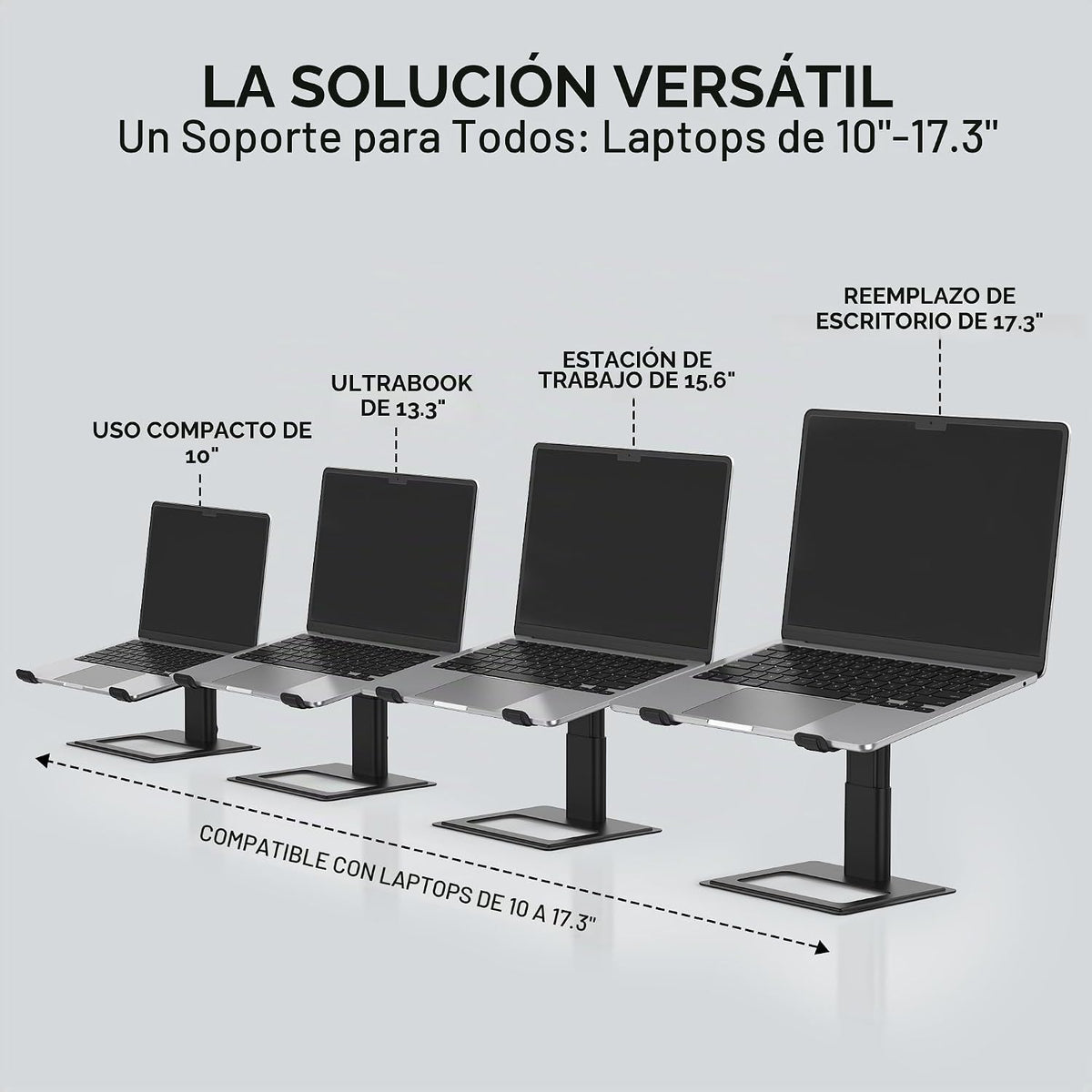 SOUNDANCE Soporte Ajustable para Laptop, Elevador de Aluminio, 10-17.3", Negro