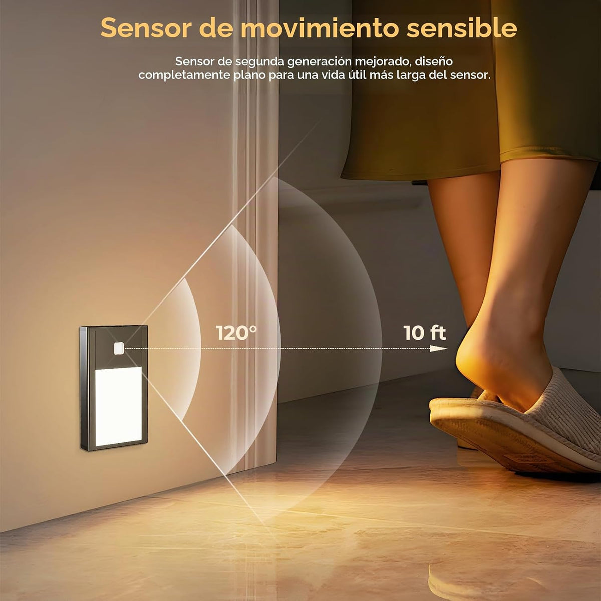 VST Luz nocturna con sensor de movimiento para escalones, luz LED recargable con batería e instalación de succión magnética para dormitorio, pasillo, escalera, guardería, habitación de los niños (2.68