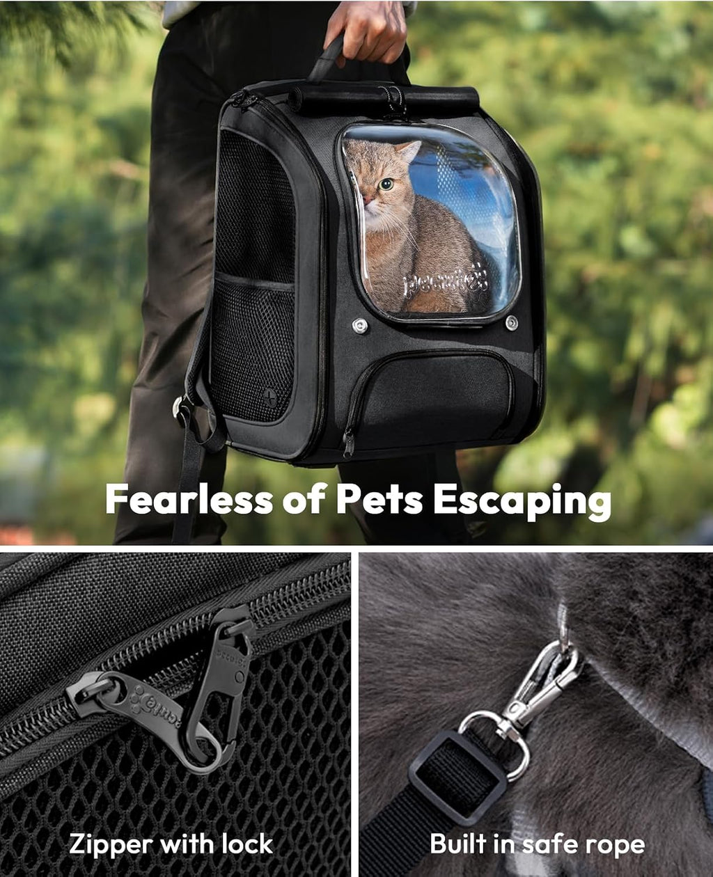 Pecute - Mochila para gatos, mochila de burbujas para gatos de gran espacio