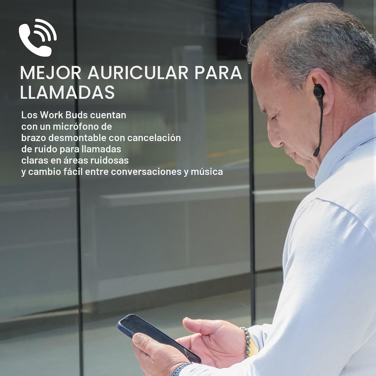 JLab Work Buds auriculares in-ear verdaderamente inalámbricos con micrófono boom con cancelación de ruido desmontable, negro, más de 55 horas totales de reproducción, Bluetooth multipunto, soporte de