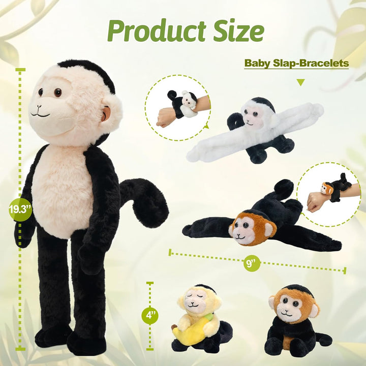 OUOZZZ Mono de peluche de 5 piezas, 19.3 pulgadas, pulsera abrazabl...