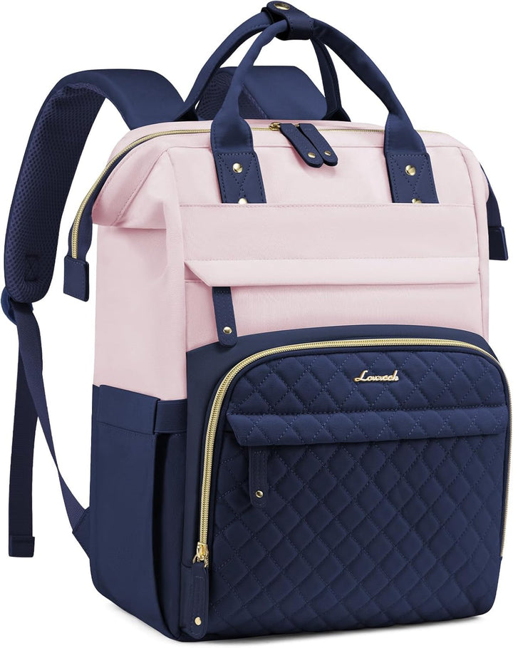 LOVEVOOK Mochila para laptop para mujer, Azul marino rosado, Moderno