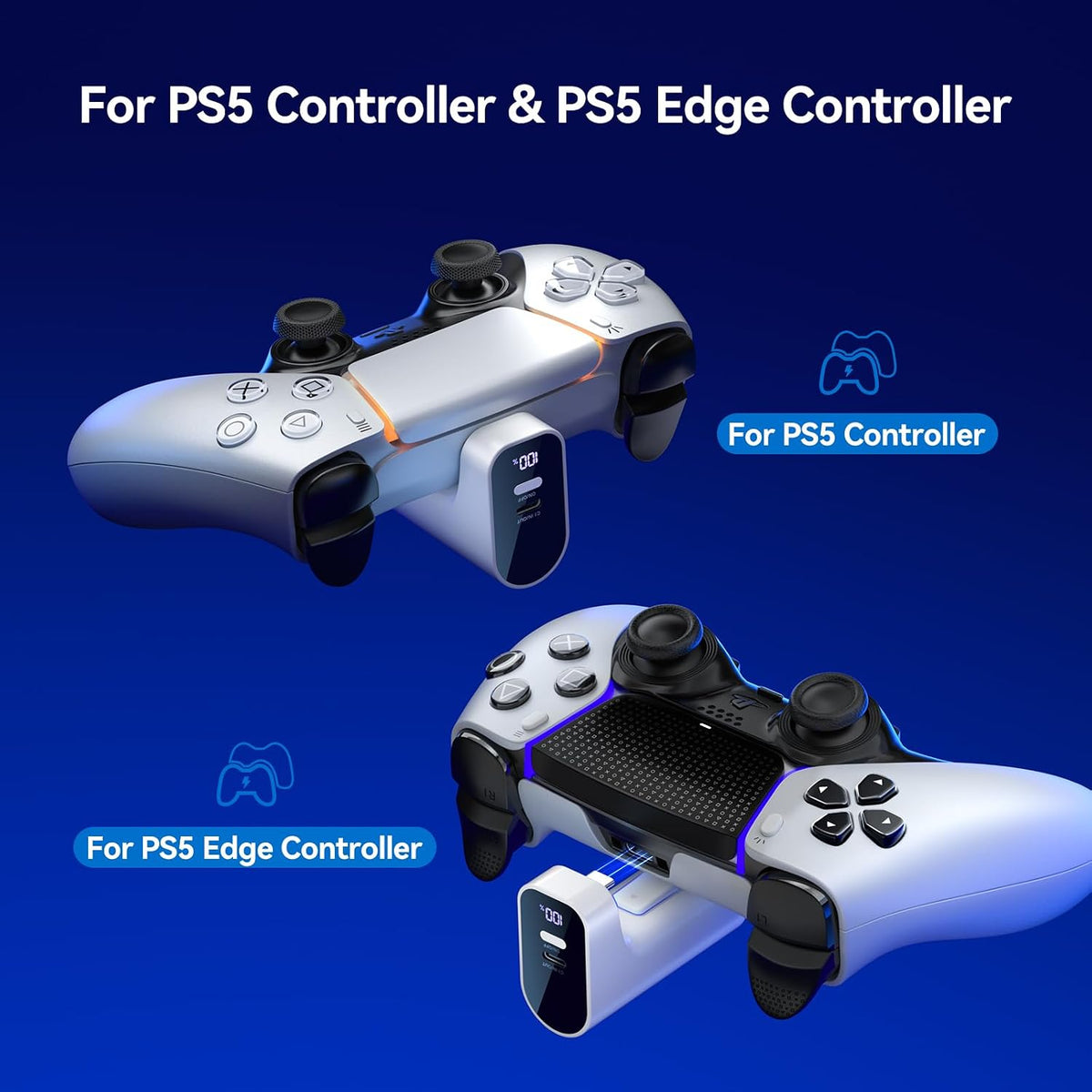 Cargador para controlador PS5, paquete de baterías para PlayStation DualSense y Edge